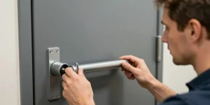 barre anti-panique avec serrure extérieure