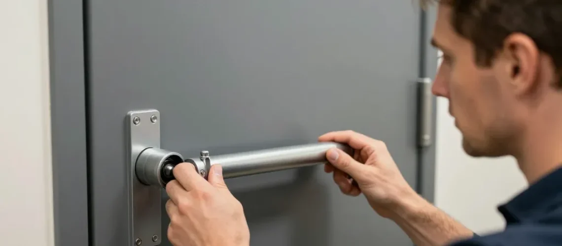 barre anti-panique avec serrure extérieure