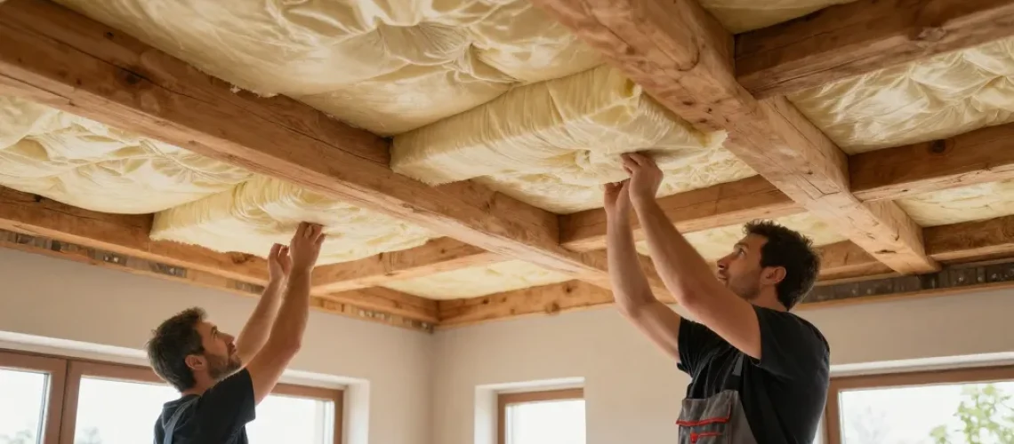 comment isoler un plafond en laissant les poutres apparentes